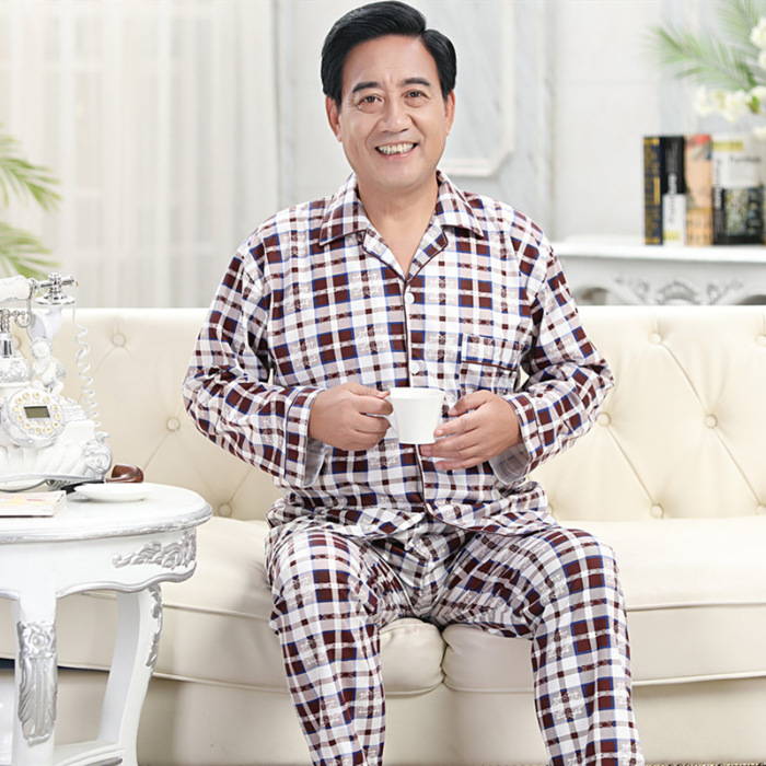 2024 nuevo pijama a cuadros para hombres primavera y otoño algodón de manga larga tamaño grande otoño y invierno para hombres se puede usar ropa para el hogar