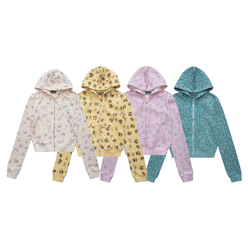 Hot Girl Waist-Exposing Cardigan Sweatshirt Women's Set Sweet Ashleywilliams Bear Print Zip-Up Hooded Jacket Hot Girl Waist-Exposing Cardigan Sweatshirt Women's Set Sweet Ashleywilliams Bear Print Zip-Up Hooded Jacket