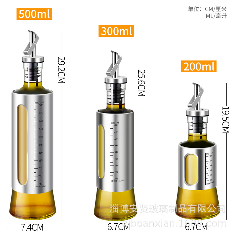 Engrasador de acero inoxidable botella de aceite de vidrio apertura y cierre automático inducción por gravedad hogar de gran capacidad cocina condimento botella condimento tarro