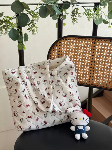 Casual Single-Shoulder Korean-Style Cute Large-Capacity New Simple Versatile Tote Fashion Bag for Class and Commuting, Filled with Cotton