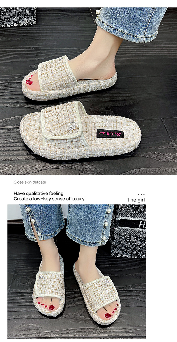 Women's Thick-soled Casual Velcro Slippers For Summer Wear_voghion.com