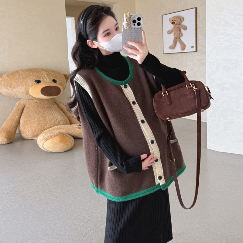 叠穿针织衫马甲两件套2025秋冬新款设计感小众洋气保暖孕妇套装女|undefined