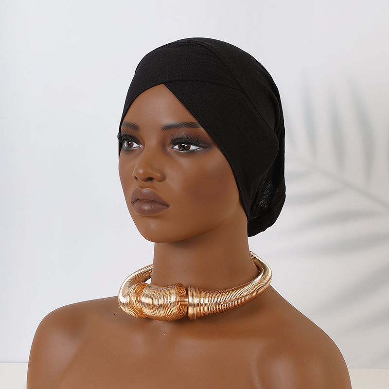 Foulard musulmano Cappello tubolare incrociato in cotone mercerizzato modal con cappuccio e base_voghion.com