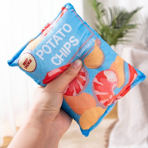 Plush simulated rattle paper potato chips pet voice toy dog ​​toy Teddy small dog rattle paper potato chips