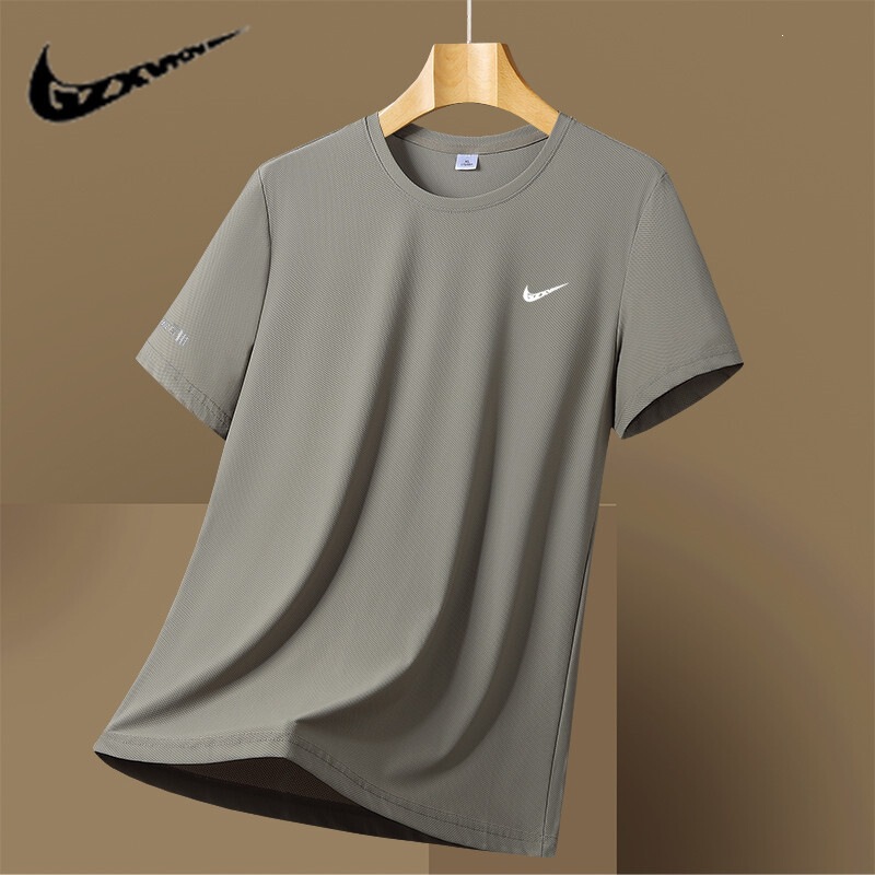Cross-border ice silk T-shirt for men, sports short-sleeve, large size, round neck, running quick-dry shirt, loose fit, half-sleeve, summer thin style