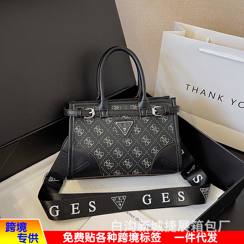 欧美潮流爆款托特包女2024跨境新款休闲老花宽肩带斜挎手提包bags