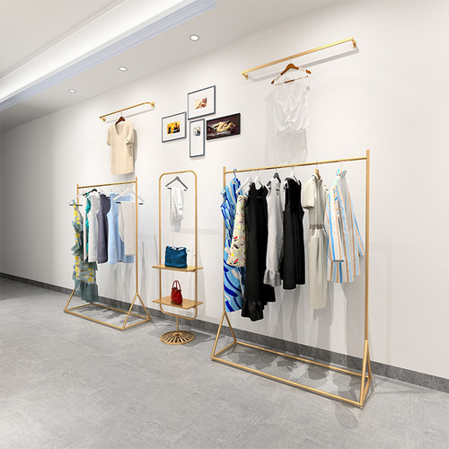 Live streaming clothing store display rack hanger gold floor-standing women's clothing store display stand children's clothing rack clothing display rack