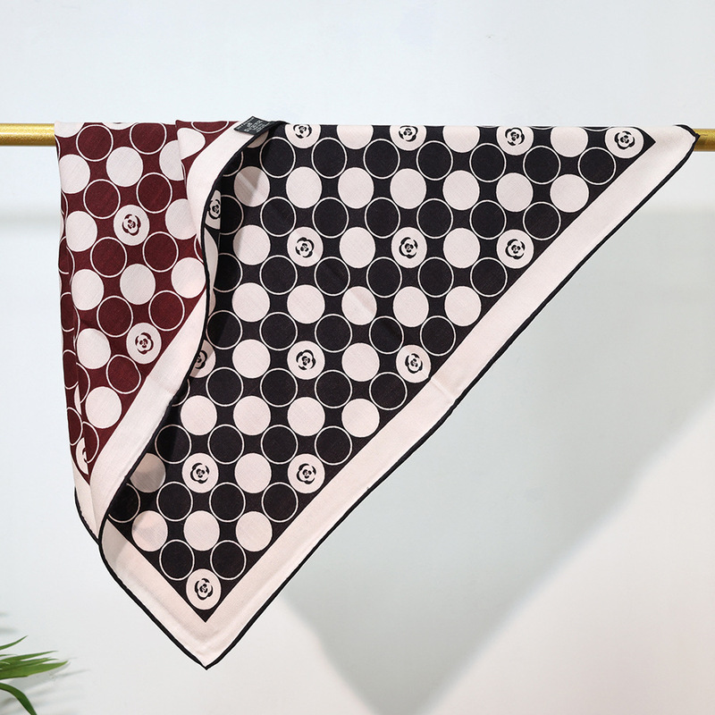 Luxury Silk and Wool Scarf Women's Two-sided Silk and Wool Curled Small Square Scarf H Fashion D All-match Autumn and Winter Warm Neck New