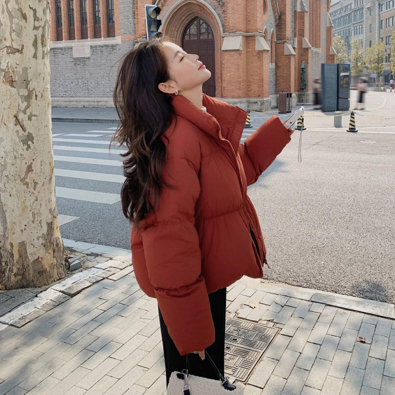 Red velvet down jacket