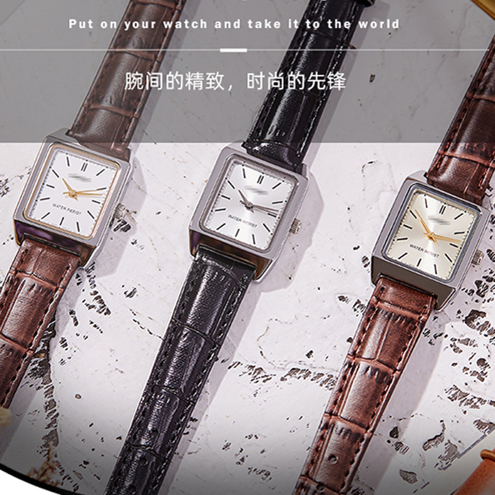 卡西西牌小方块女表皮带简约休闲超薄女士手表钢带小巧型LTP-V007