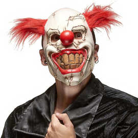 恐怖红头发小丑半脸面具烂脸小丑面罩酒吧舞会狂欢节COSPLAY道具