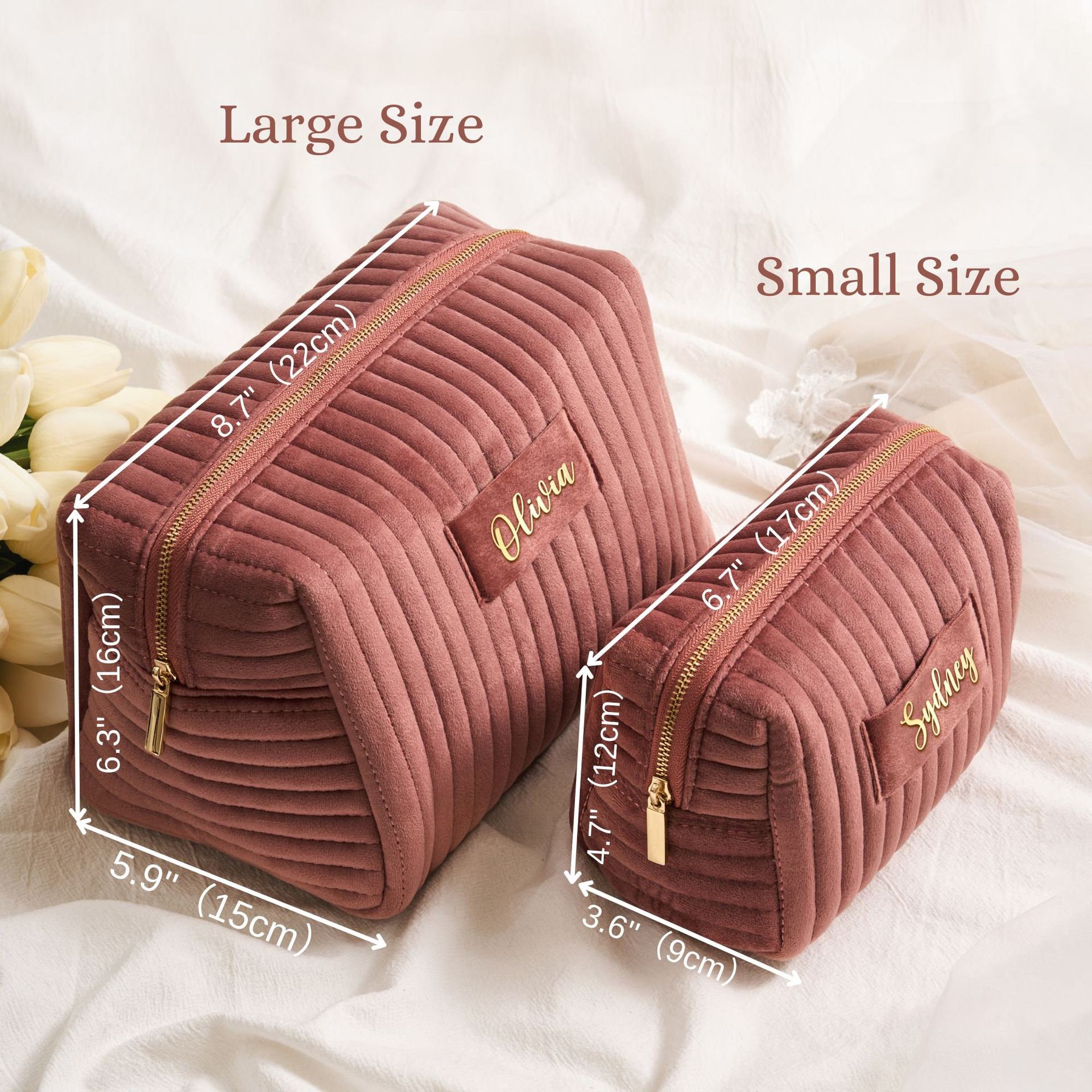 Basic Style Square Shape Basic Solid Color Velvet Cloth Square Makeup Bags