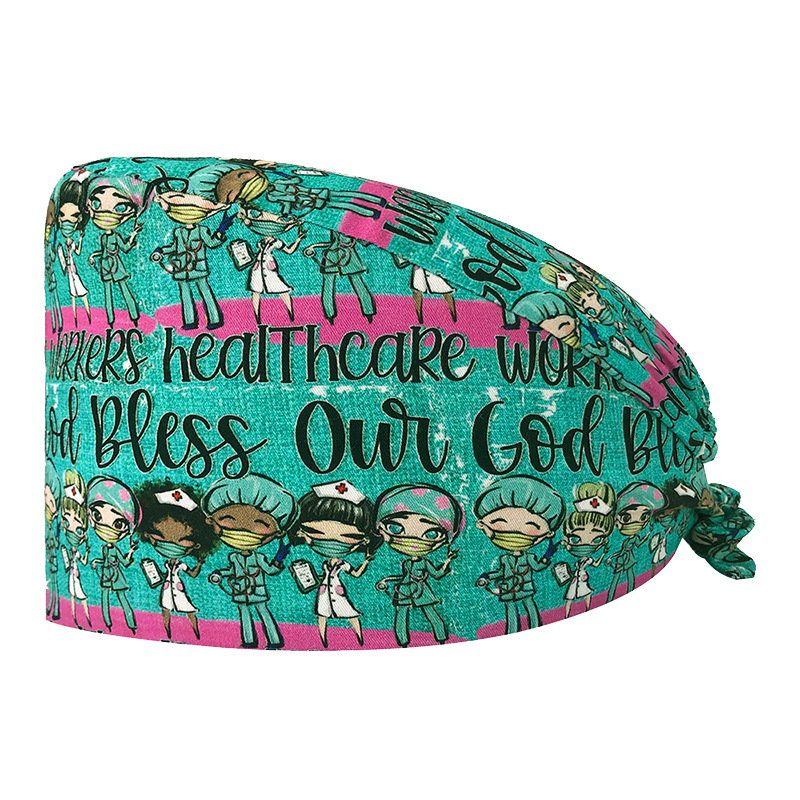 Sombrero de flores de algodón con estampado de dibujos animados, toalla absorbente para el sudor, sombrero de estudio médico, sombrero de enfermera UCI, envío directo de AliExpress
