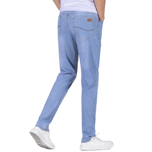Mountainforce Light Blue Straight Leg Loose Fit Men's Casual Youthful Elastic High-End Blue Jeans