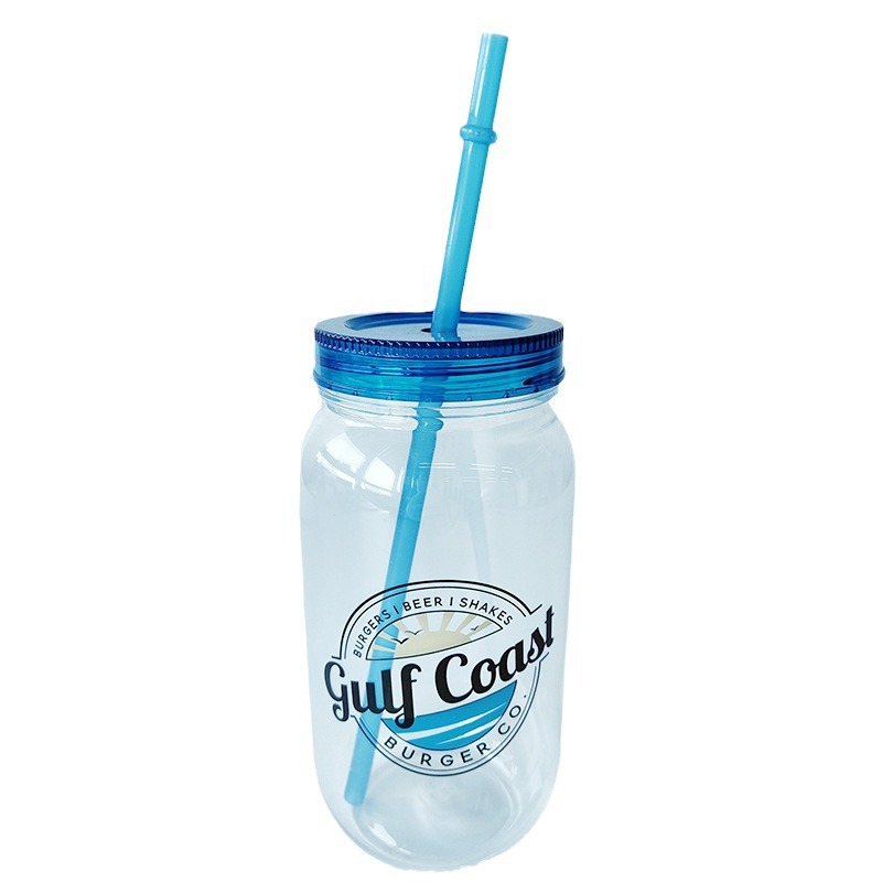 26oz de plástico Mason Cup publicidad creativa taza de agua regalo promocional 700ML paja taza de plástico taza de los PP