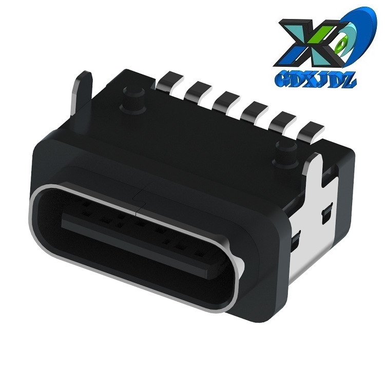 大电流快充TYPEC插口6pin 小防水USB母座 Type c USB插座防水6脚