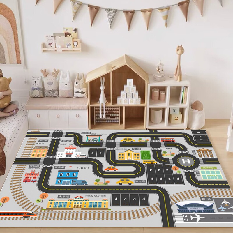 Children's Game Carpet City Traffic Road Parking Lot Floor Mat Baby Crawling Mat Car Track Toy Mat