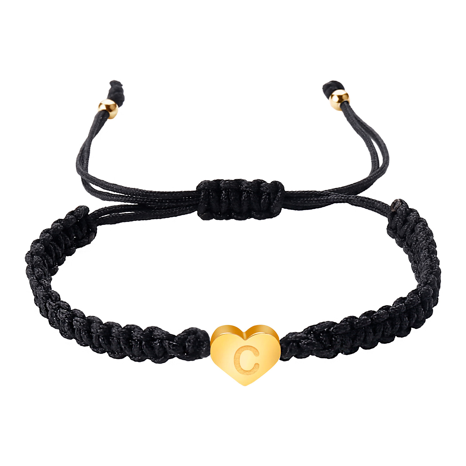 Polyester Chain Material Simple Style Heart Shape 304 Stainless Steel Polyester Wholesale Bracelets