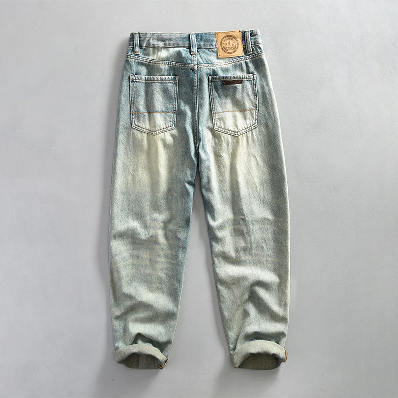 1053 Herren Retro Washed Jeans Einteiler für Haarersatz_voghion.com