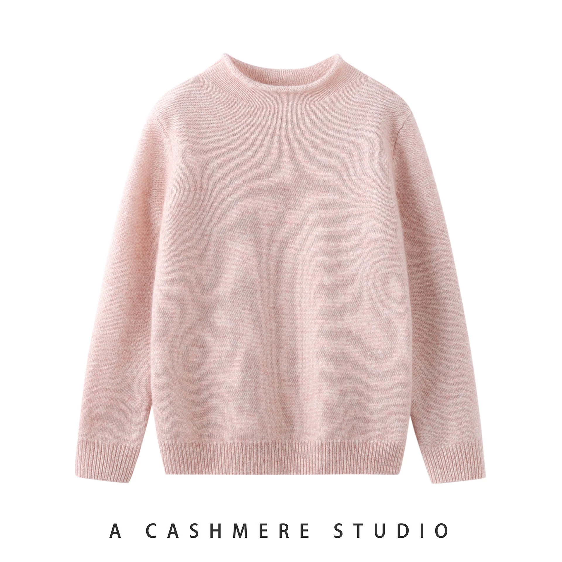 Children's high-neck solid color thick cashmere sweater, autumn and winter, for babies, girls, and older children, versatile casual sweater.