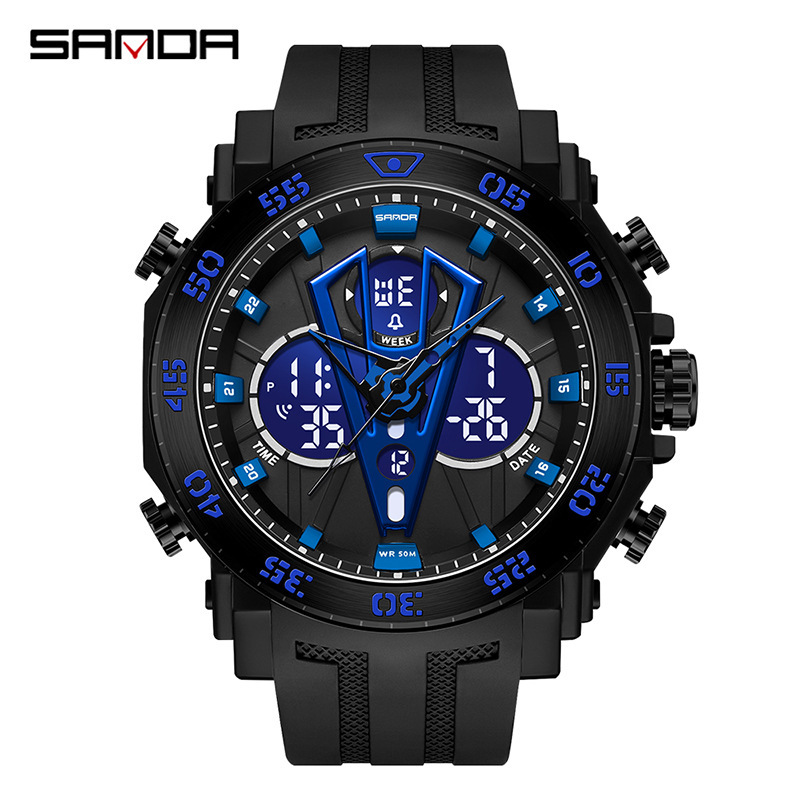 SANDA 6105 nueva venta caliente Moda juvenil reloj electrónico multifunción luminoso impermeable despertador