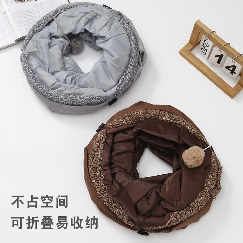 Suministros para mascotas Amazon nueva gamuza recta a través del gato Túnel de juguete túnel plegable auto-Hola gato de juguete