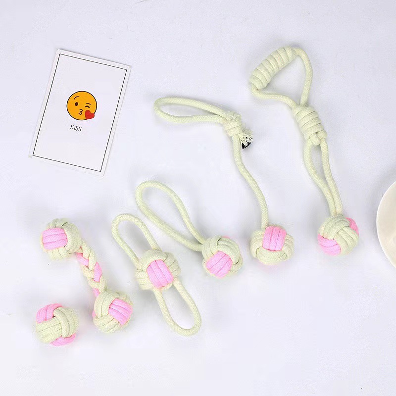 Japón y Corea del Sur juguetes para mascotas juguetes molares para perros bolas de cuerda de algodón macarons color nudo juguetes para mascotas en stock