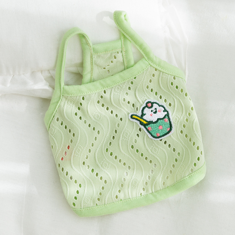 Primavera y verano cachorro parche simple Sling delgada malla transpirable gato pies mediano y pequeño perro ropa para mascotas