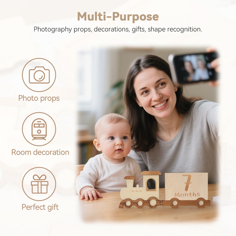 Tren conmemorativo de crecimiento del bebé transfronterizo, hito del tren, accesorios de cumpleaños para niños, decoración, hito de la foto de registro