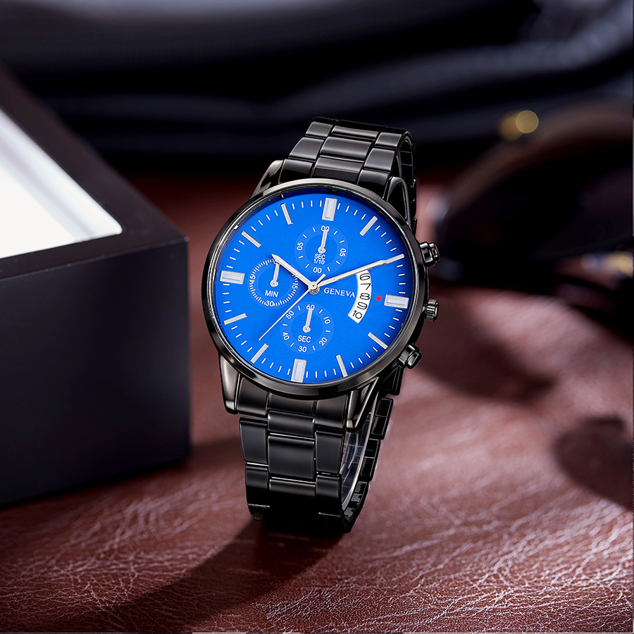 Reloj de Pulsera de Acero para Hombre, Diseño de Tres Ojos, Estilo Casual de Negocios, con Calendario, Reloj de Cuarzo, Modelo Masculino en Existencia
