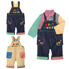Miki Children's Costume Cartoon Bear Friendship Patches Embroidered Pocket Overalls Pants Dropshipping