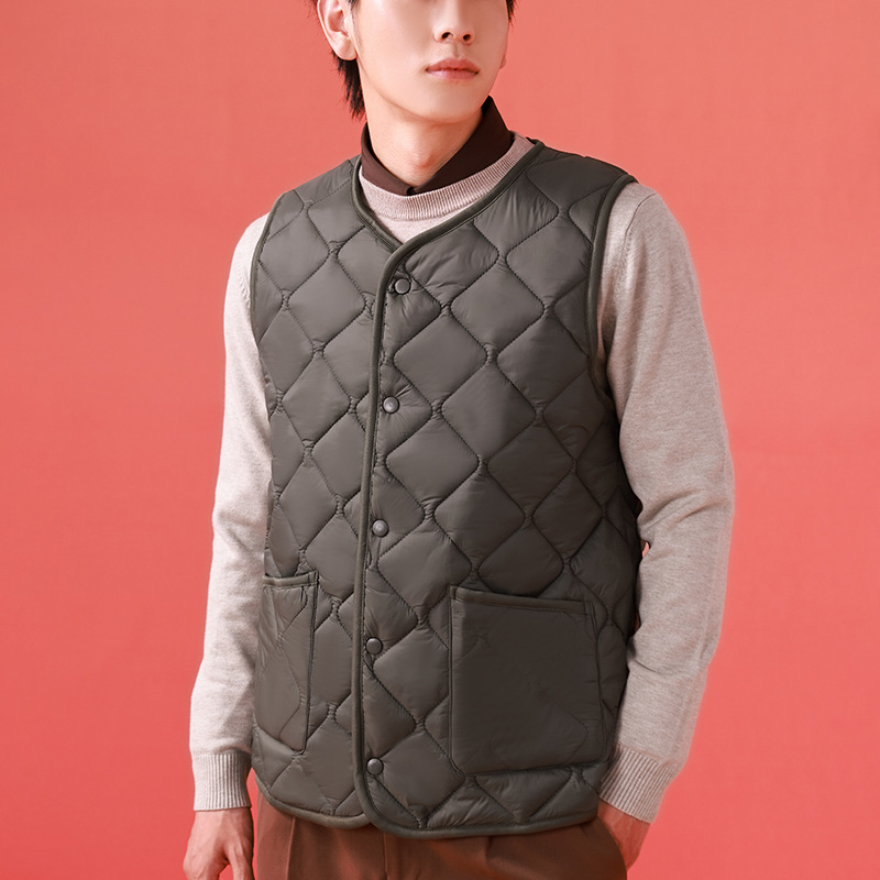 Nueva pareja chaleco acolchado de algodón otoño e invierno hombres y mujeres con el mismo estilo chaleco cálido chaleco de color sólido chaqueta de punto por dentro y por fuera image 10