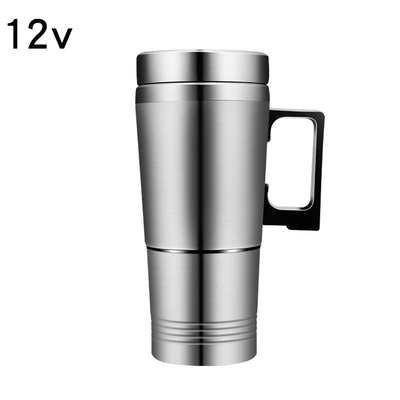 Car electric hot water cup with stainless steel inner liner, 12V/24V, suitable for home and car, portable heating and insulation kettle for travel (Digər kiçik elektrik cihazlar) - thermos-cup-12v