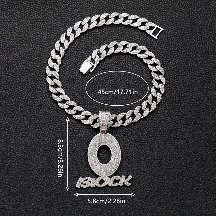 Collier personnalisé avec pendentif lettre O exagéré en diamant, style Rap Hip Hop cubain, bijoux_voghion.com