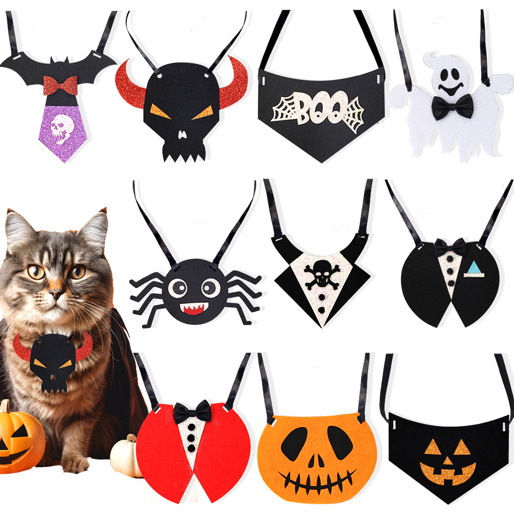 Halloween artículos para mascotas araña fantasma bibs fiesta de Halloween gato perro vestido traje corbata colgar