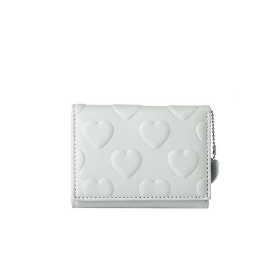 Amor corto bolso de cambio de mujer versión coreana lindo pequeño fresco plegable mini nicho bolso de tarjetas de estudiantes marea color sólido
