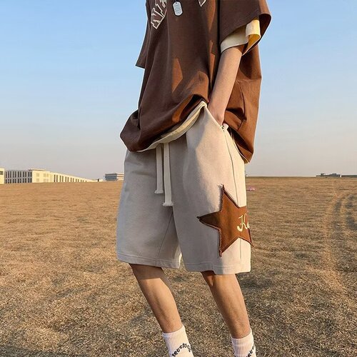 Summer American-style loose retro five-pocket men's youth trendy casual sports mid-thigh pants