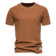Spring and Summer 2025 New European-size Waffles T-shirt Men's Crewneck high quality Basic Solid Color Knitted Base Shirt