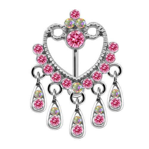 Gabby European and American cross-border heart-shaped navel ring water drop pendant navel ring navel ornament navel nail human body piercing jewelry