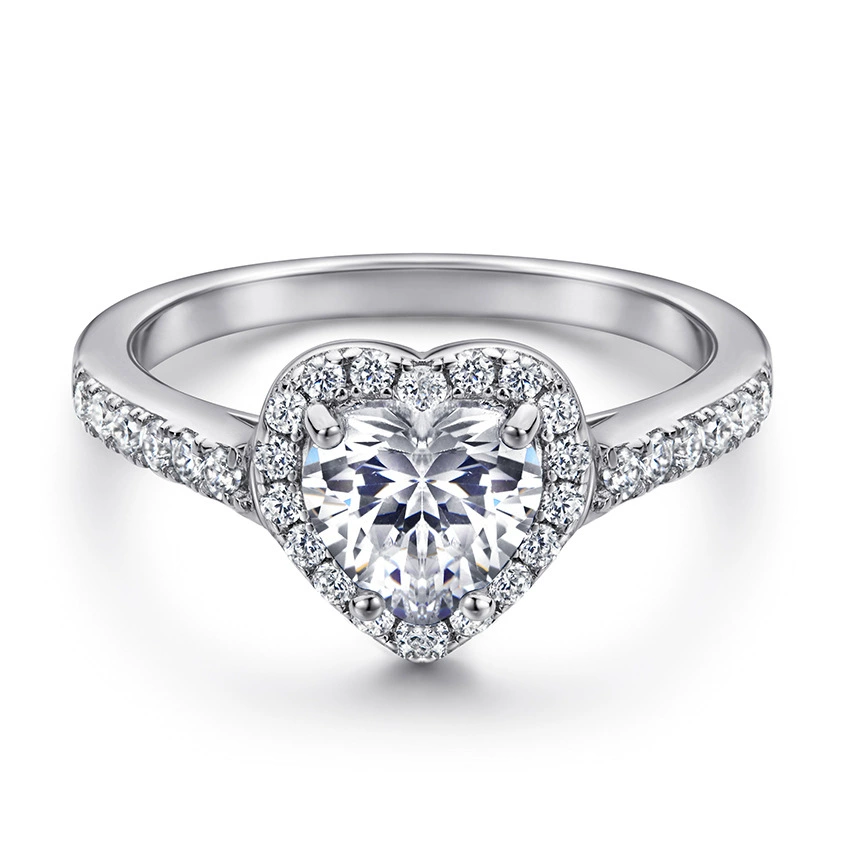 Wedding ring с цирконом в форме сердца, европейский стиль, образец серебро 925, (Physicals), Amazon