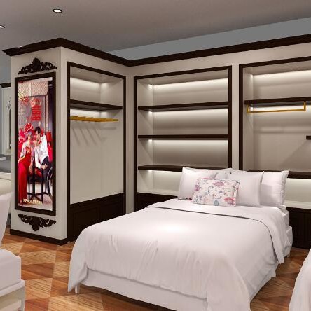 家居家纺柜 家纺专卖店 床品展示架  枕芯柜 灯箱 定 制