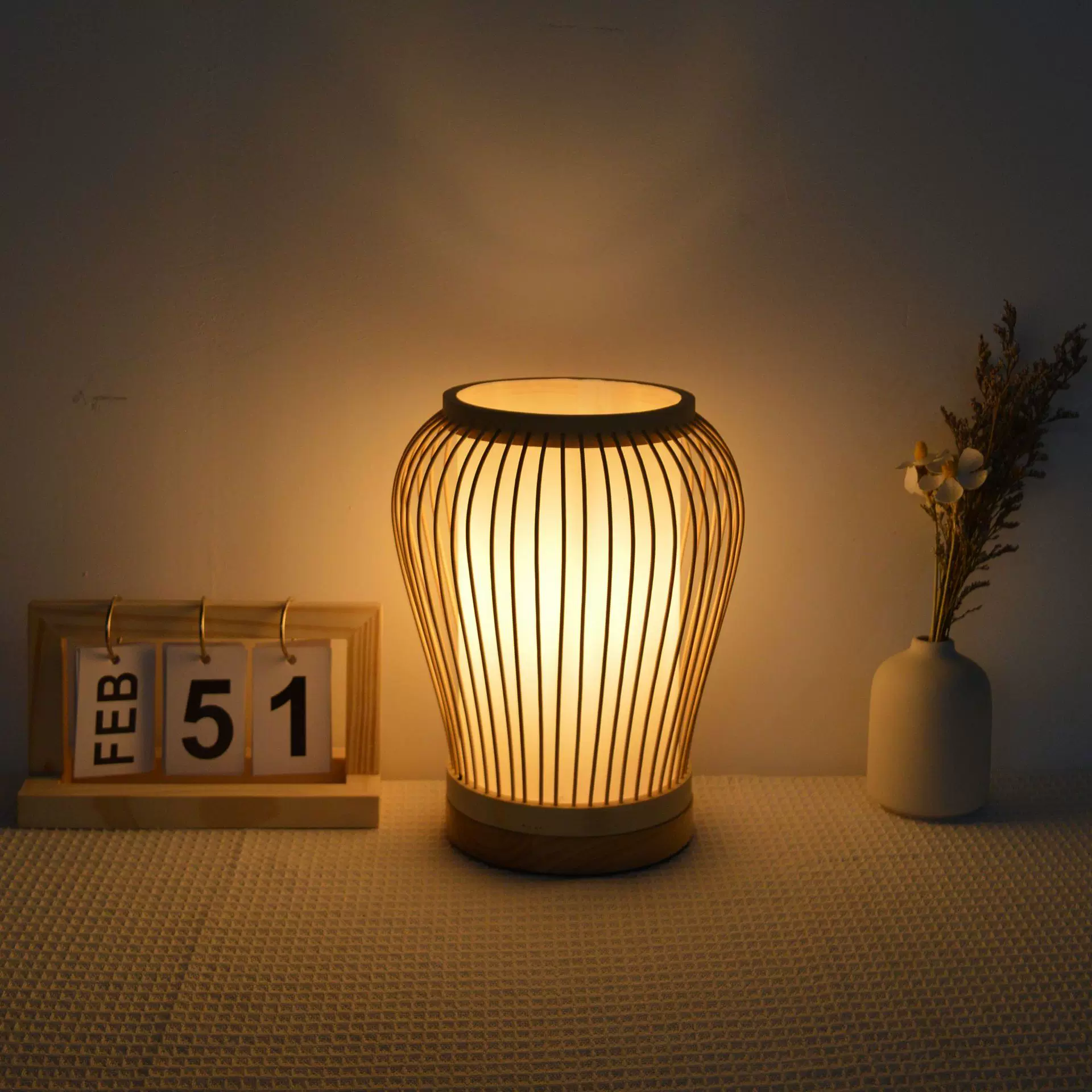 日式氛围台灯复古民宿卧室床头灯茶室古风装饰竹编新中式灯具