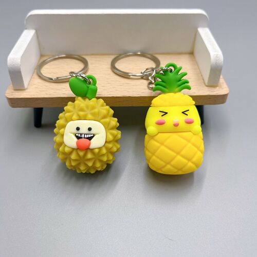 Creative Fruit Keychain Emoji Fruit Figure Pendant Keychain Accessory Watermelon Durian Strawberry