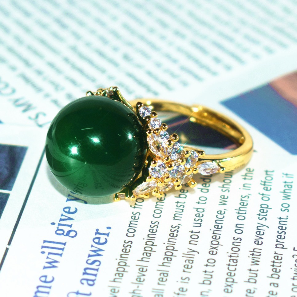 (2개) 하이 퀄리티 라운드 천연 녹색 CHALCEDONY 귀걸이 조커 클래식 녹색 CHALCEDONY 귀걸이 공장 도매 패션 새로운