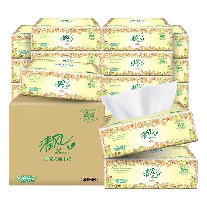 Qingfeng Europe Academy papel tisú de 3 capas 100 hojas 3 paquetes toallas domésticas