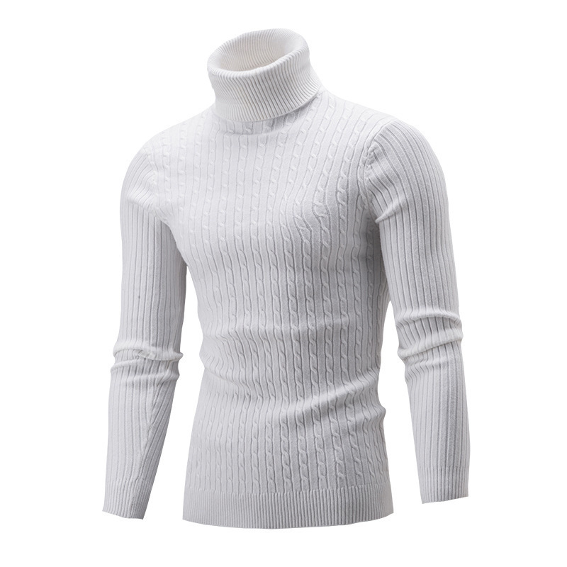 2022 invierno Comercio exterior turtleneck Twist manga larga casual de los hombres de cuello alto de punto de los hombres camisa de fondo de Europa y América Amazon