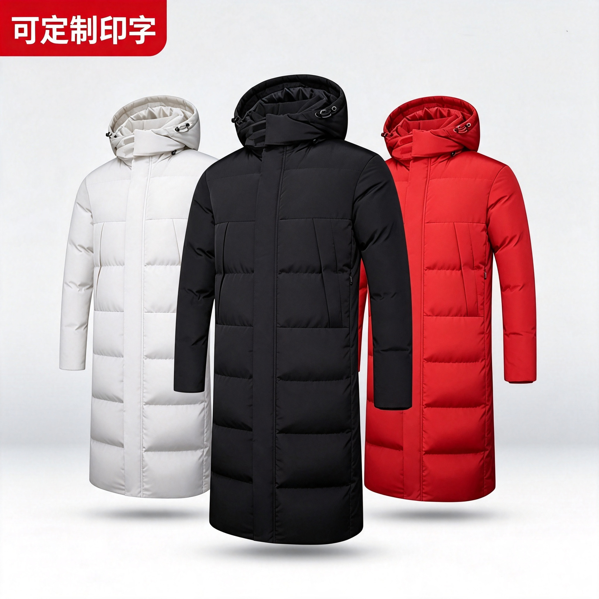 Chinese team's down cotton coat, over-the-knee long style, unisex, for sports students' winter training, cold-proof sports cotton coat, winter training clothing