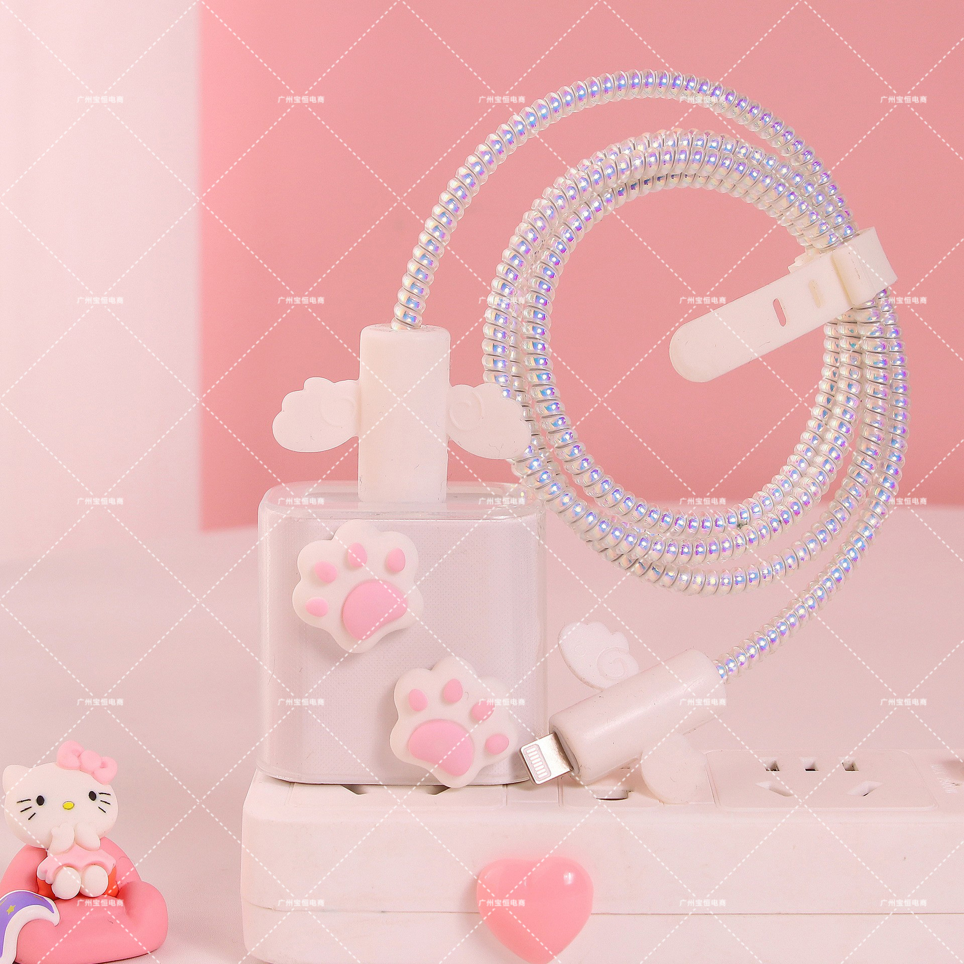 Corazón femenino para Apple cable de datos cubierta protectora ~ 20W teléfono móvil 11 cargador cabeza iphone13 Shell ipad12