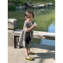 2024女童韩版碎花连衣裙新款夏季宝宝洋气短袖裙子儿童花边公主裙