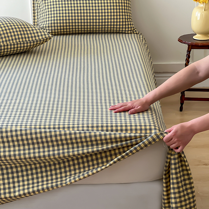 Sábanas de algodón lavado de algodón de estilo japonés, dormitorio de estudiantes de una sola pieza, 100 sábanas dobles individuales de algodón puro, sábana individual, juego de tres piezas 3